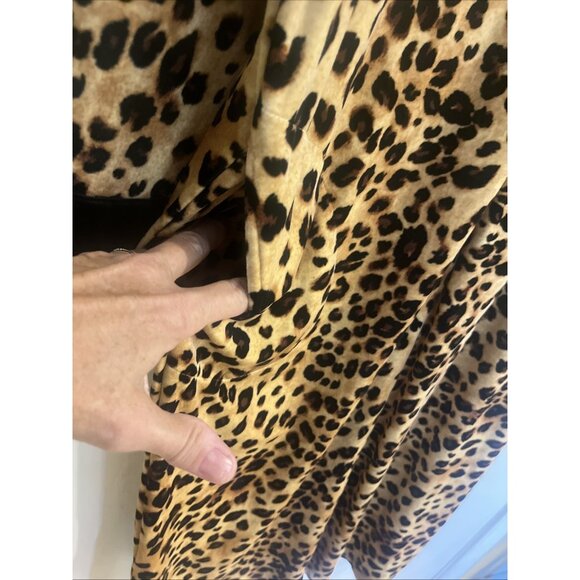 Charter Club Intimates Full Length Robe Leopard Print Plush Velour Half Zip XL - Picture 5 of 8
